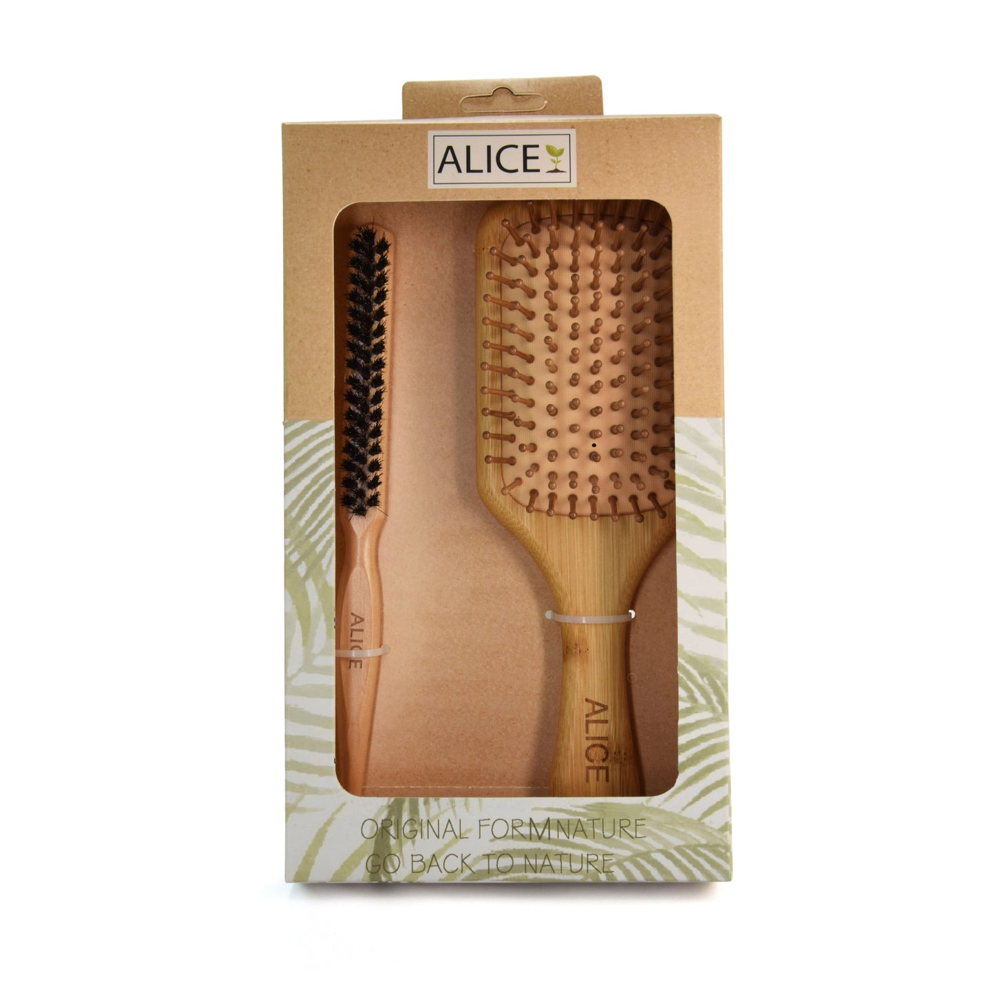 Sleek and wooden brush set