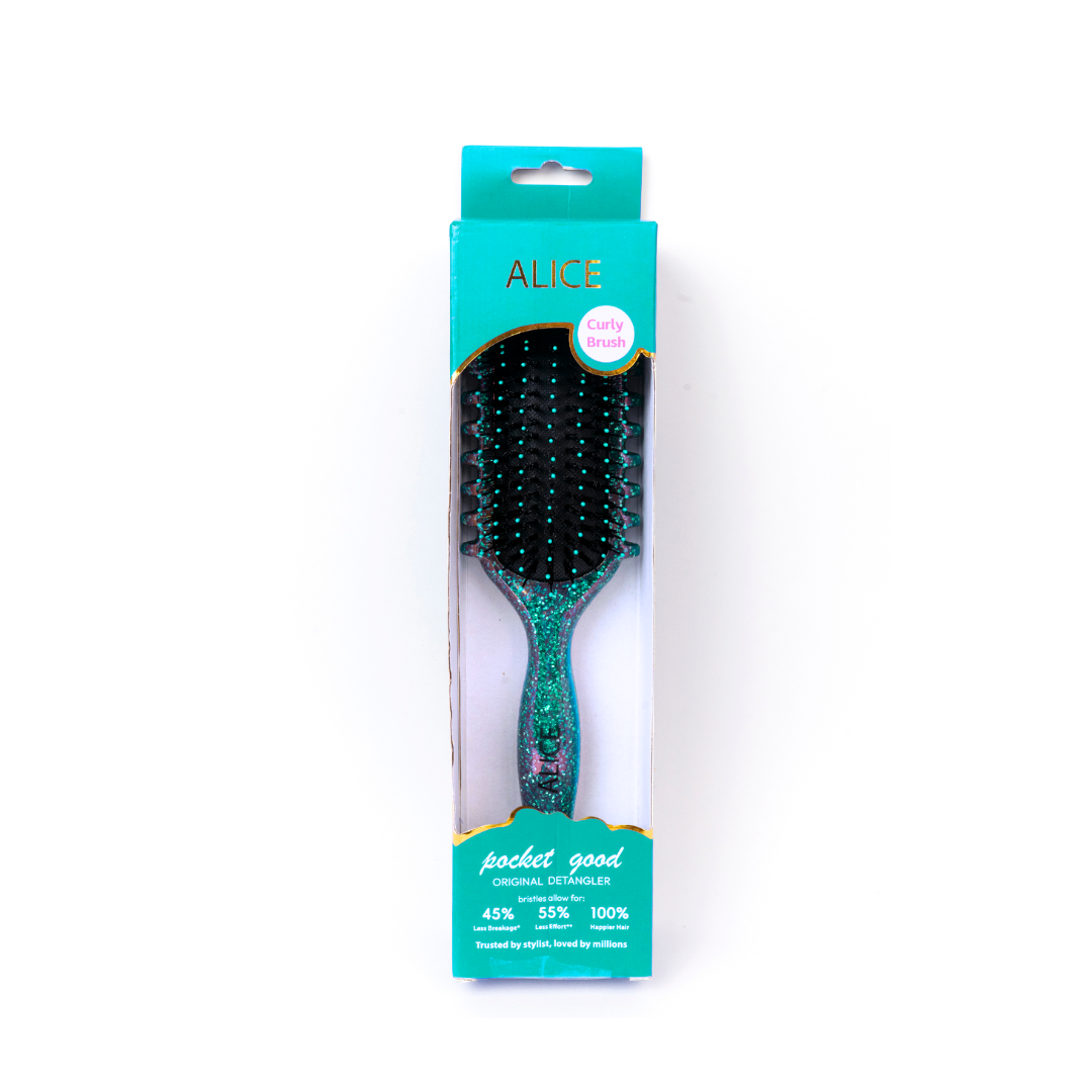Glitter curly brush Green