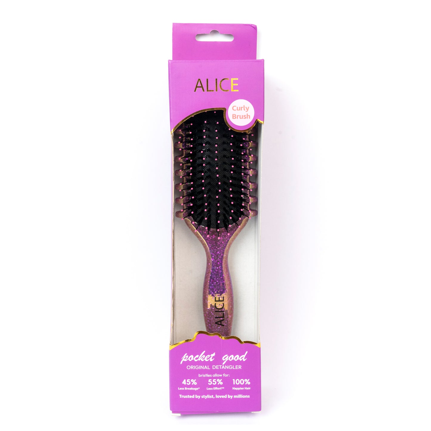 Glitter curly brush Pink