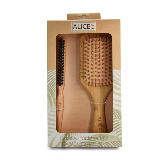 Sleek and wooden brush set