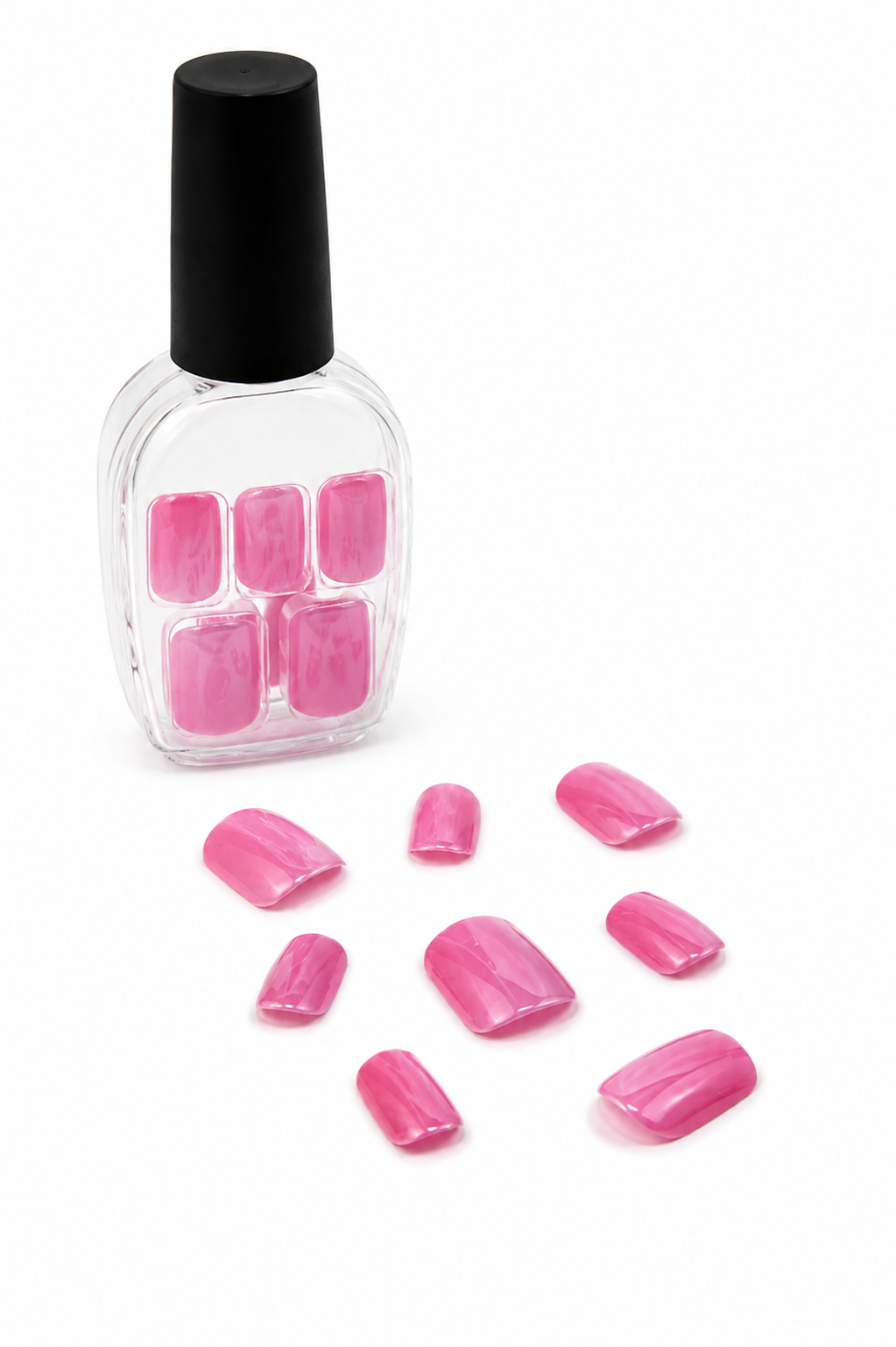 Glossy Pink Fake Nails